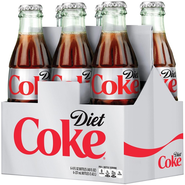 Diet Coke Soda Pop  8 Fl Oz  6 Pack Glass Bottles