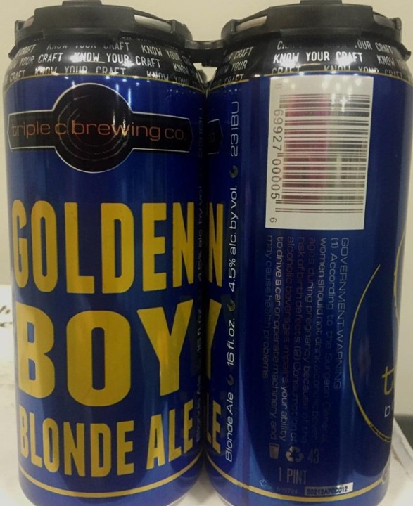 Triple C Golden Boy Blonde Ale 4pk 16oz Cans