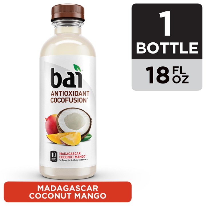Bai Coconut Flavored Water  Madagascar Coconut Mango  Antioxidant Infused Drinks  18 Fluid Ounce Bottle