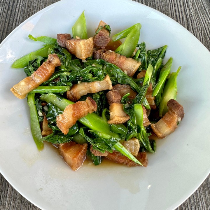 Crispy Pork Belly with Chinese broccoli
