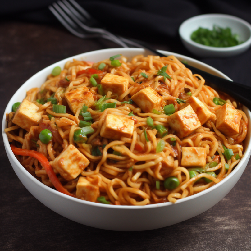 Paneer (Home-made Cheese) Noodles