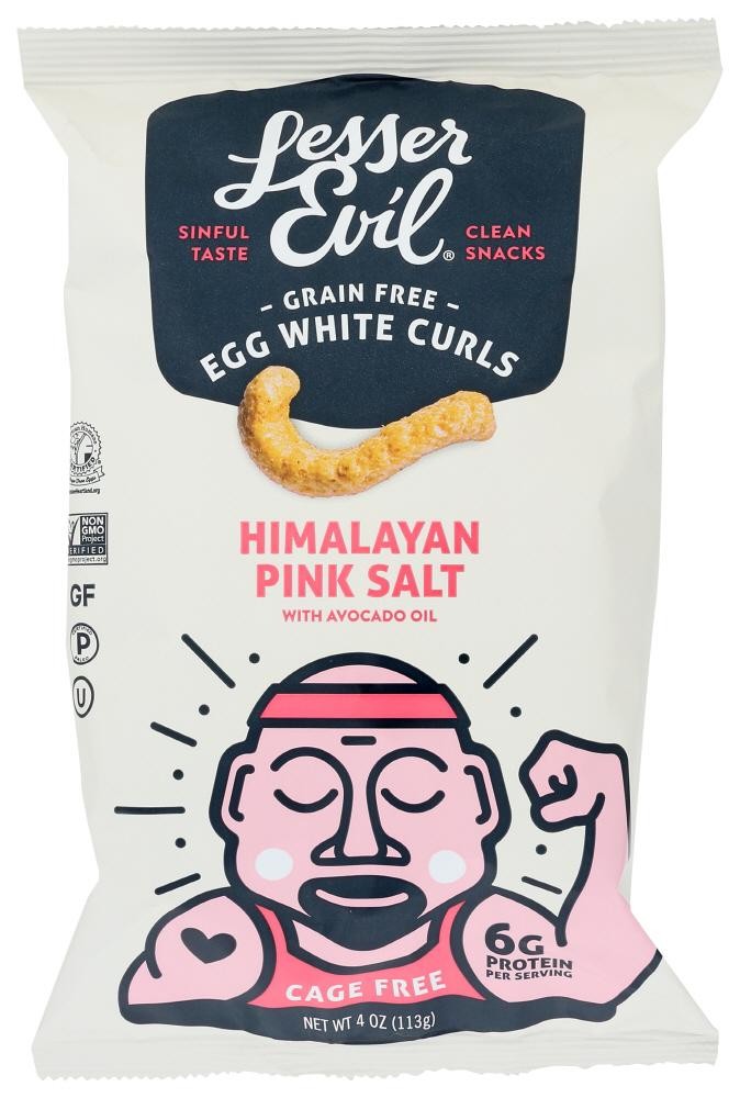 LesserEvil Egg White Curls Himalayan Pink Salt 4 Oz