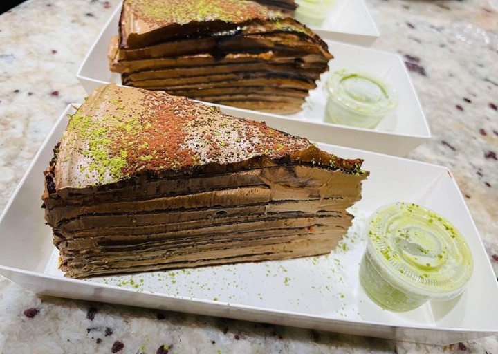 Chocolate Green Tea Mille Crepe Cake