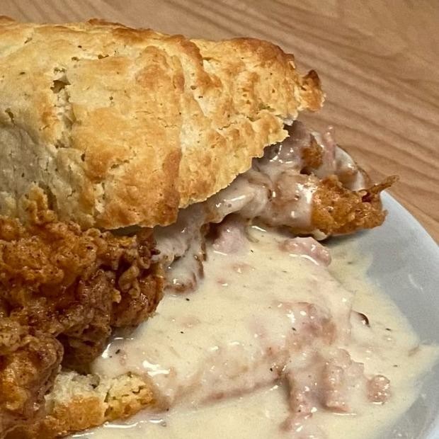 Fried Chicken on a Biscuit - The Gravy
