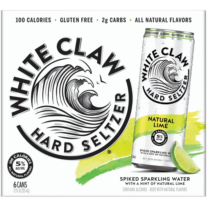 White Claw Natural Lime Hard Seltzer - Beer - 6x 12oz Cans