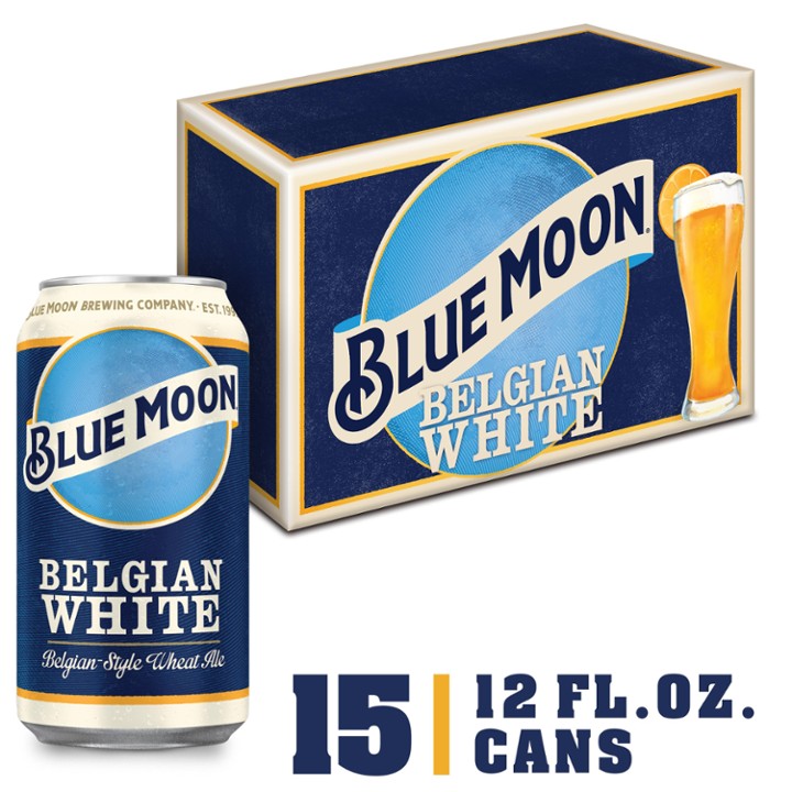 Blue Moon Belgian White Wheat Craft Beer Witbier Ale - Beer - 15x 12oz Cans