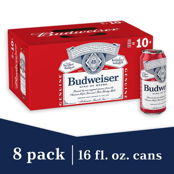 Budweiser American Lager Beer - 16.0 Fl Oz X 8 Pack