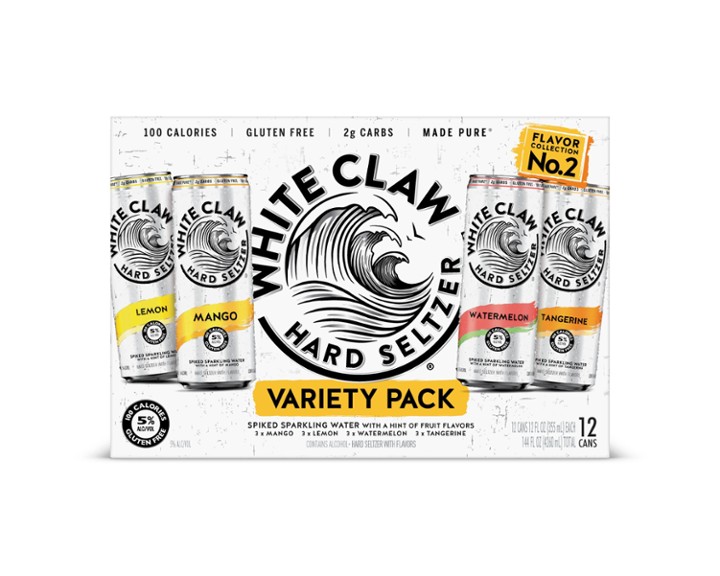 White Claw Hard Seltzer Variety Pack #2 Watermelon, Tangerine, Mango, Lemon - 12.0 Oz X 12 Pack