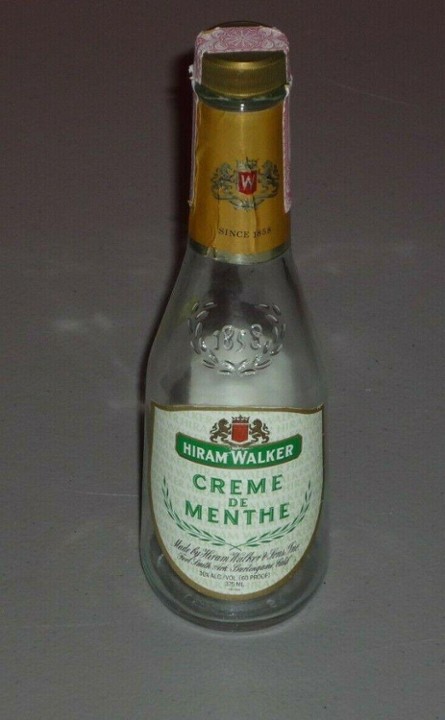 Vintage Hiram Walker Creme De Menthe Bottle