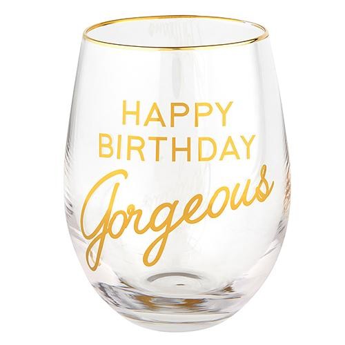 Stemless Wine Glass  Birthday Gorgeous 17oz