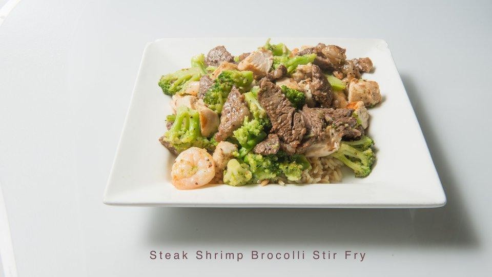 Ribeye Steak & Shrimp & Chicken Broccoli Stir Fry