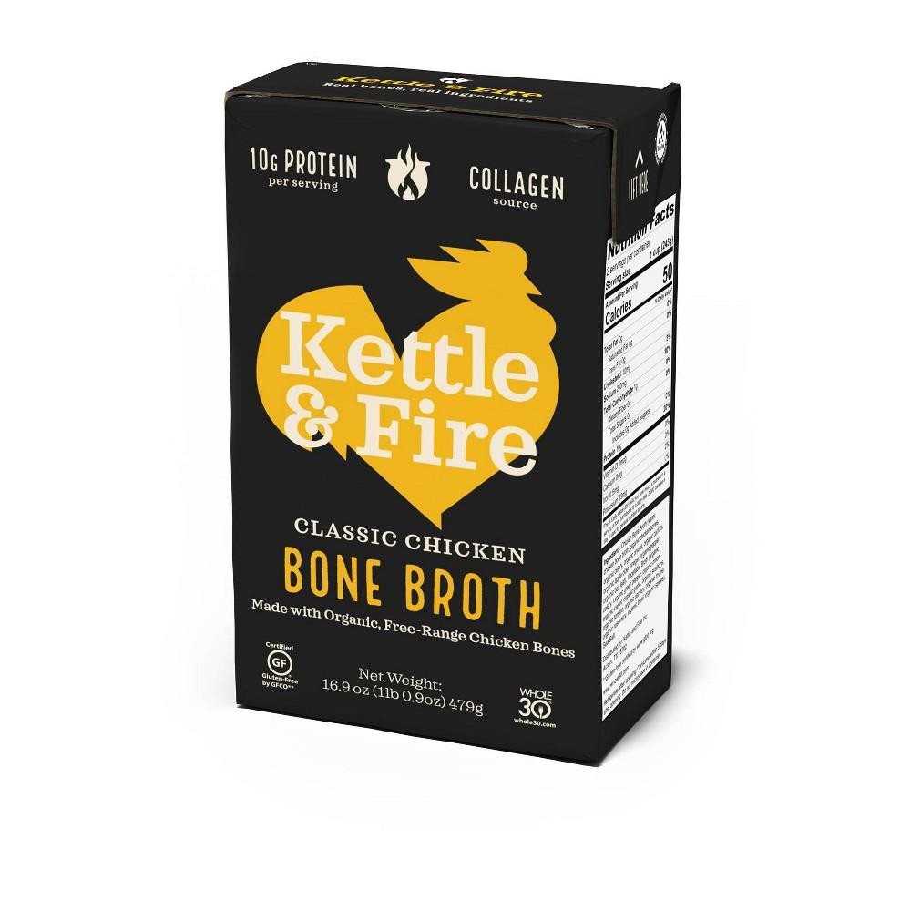 Kettle & Fire Chicken Bone Broth  Classic Chicken  16.9 Oz