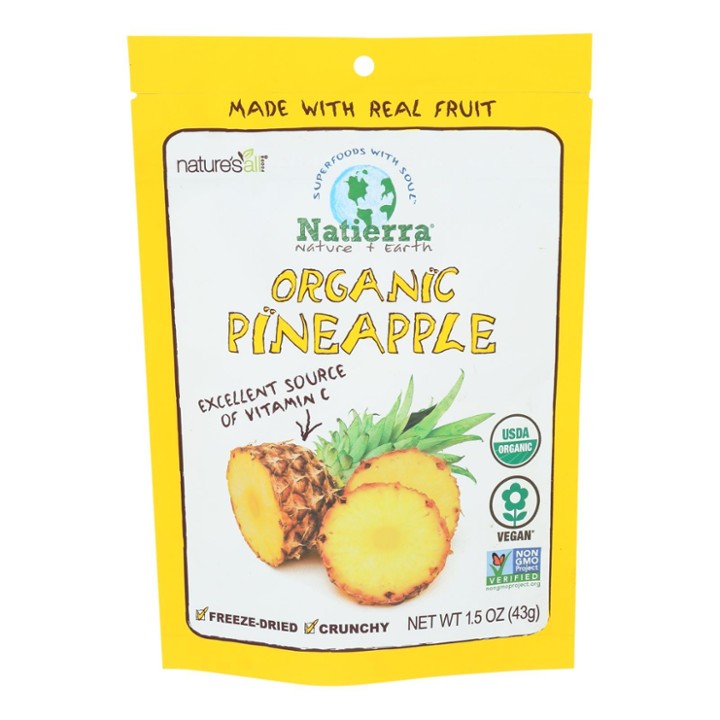 Nature's All Foods Organic Freeze Dried Pineapples | 1.5 Oz Package