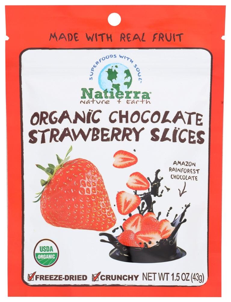 Natierra Organic Chocolate Covered Freeze-Dried Strawberry Slices, 1.5 Oz