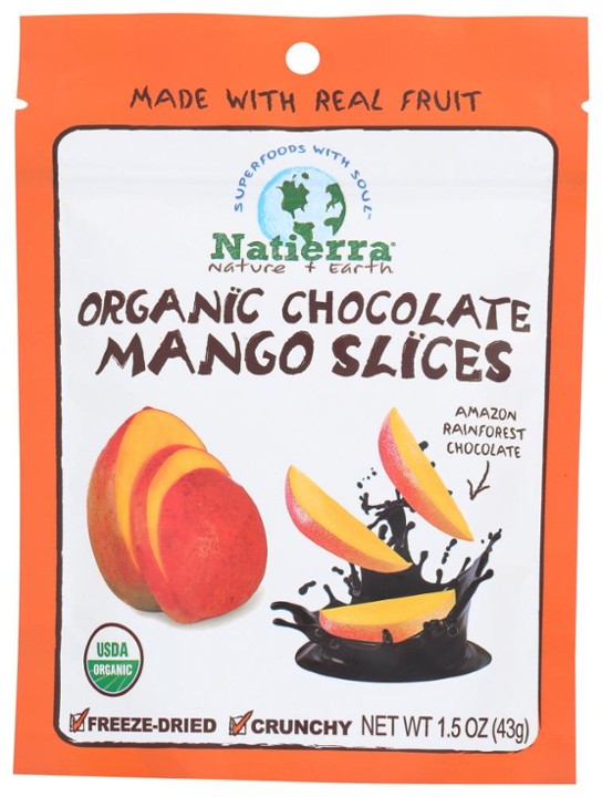 Natierra Organic Chocolate Covered Freeze-Dried Mango Slices, 1.5 Oz