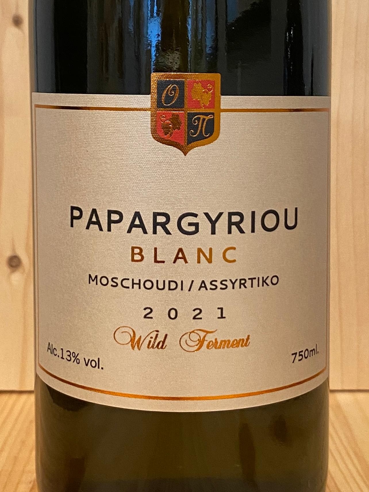 Papargyriou Winery "Wild Ferment" Blanc 2021: Korinthos, Peloponnese, Greece