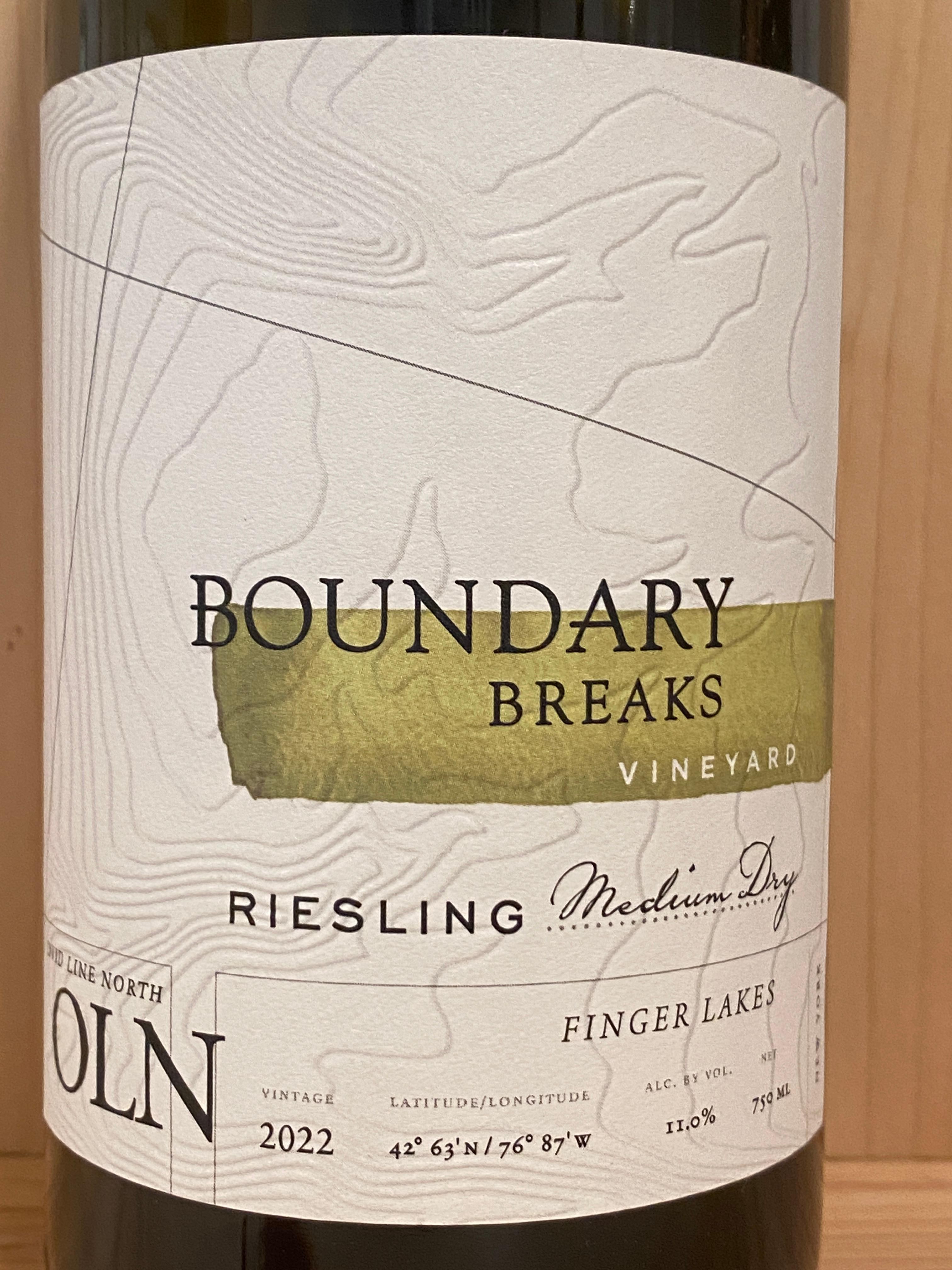 Boundary Breaks Vineyard Medium Dry "Ovid Line North" Riesling 2022: Finger Lakes, New York