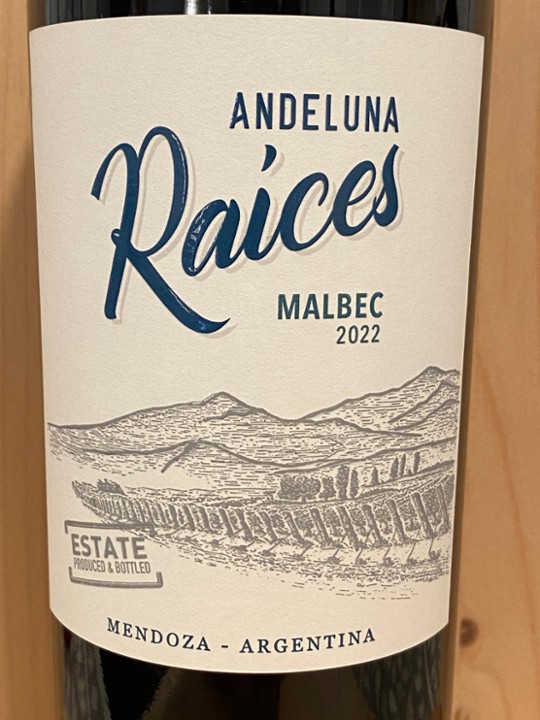 Andeluna "Raices" Malbec 2022: Mendoza, Argentina