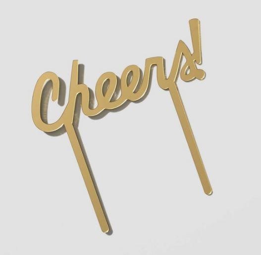 "Cheers" Cake Topper