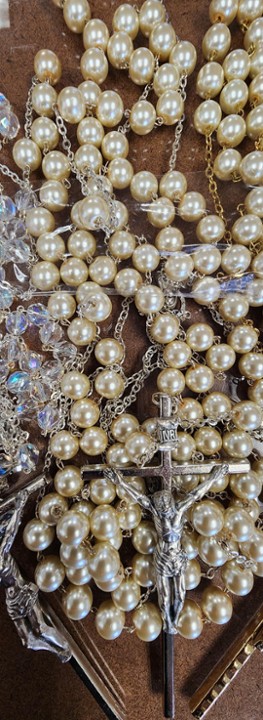 Pearl/Silver Lasso Wedding Rosary