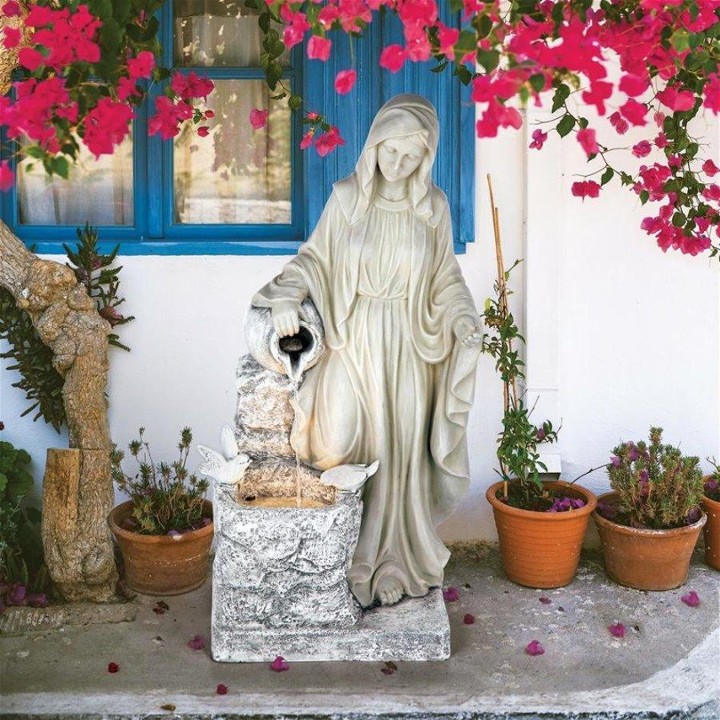 The Virgin of Lourdes Healing Waters Sculptural Fountain 35"