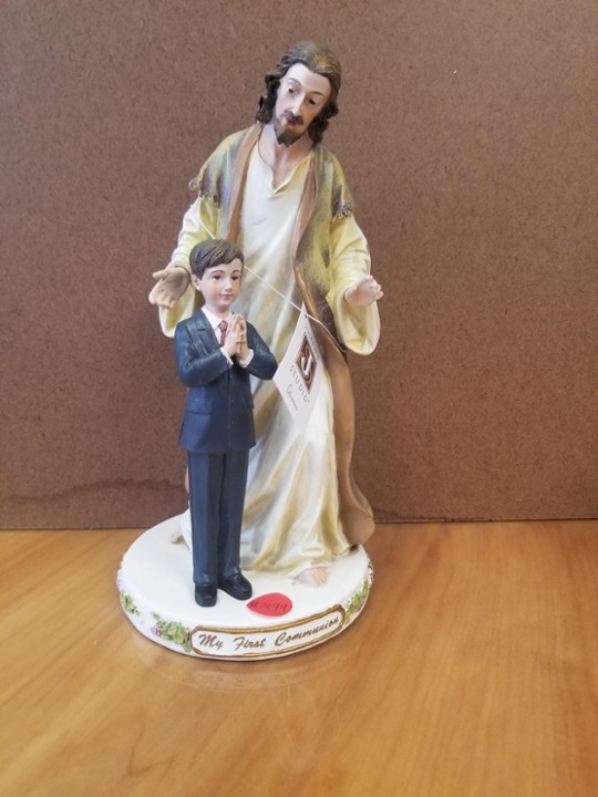 First Communion Praying Boy with Jesus, 9.5"
