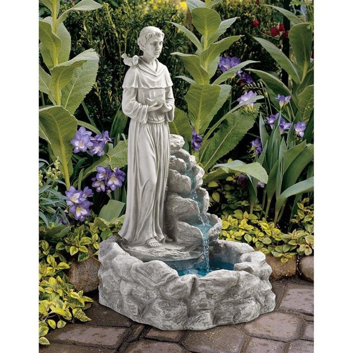 Nature's Blessed Prayer Saint Francis Sculptural Fountain 29"