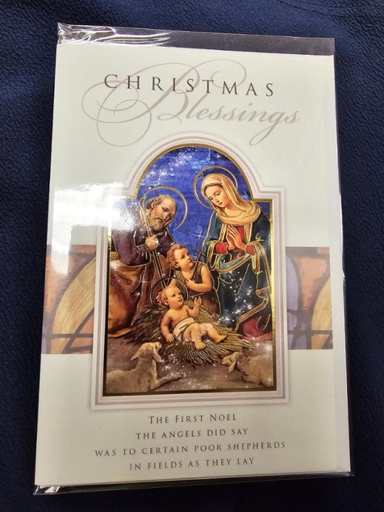 White Holy Family with John the Baptist "Christmas Blessings"