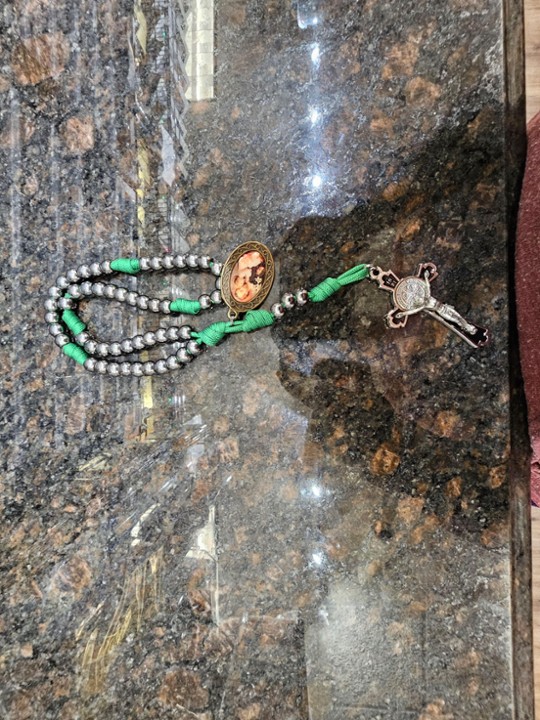 St. Joseph Green with Gun metal beads