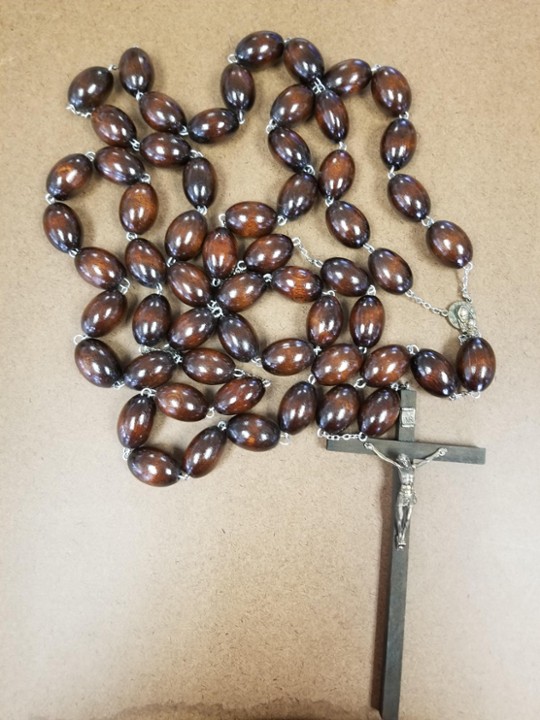 Wall Rosary, Wood, Sacred Heart Centerpiece