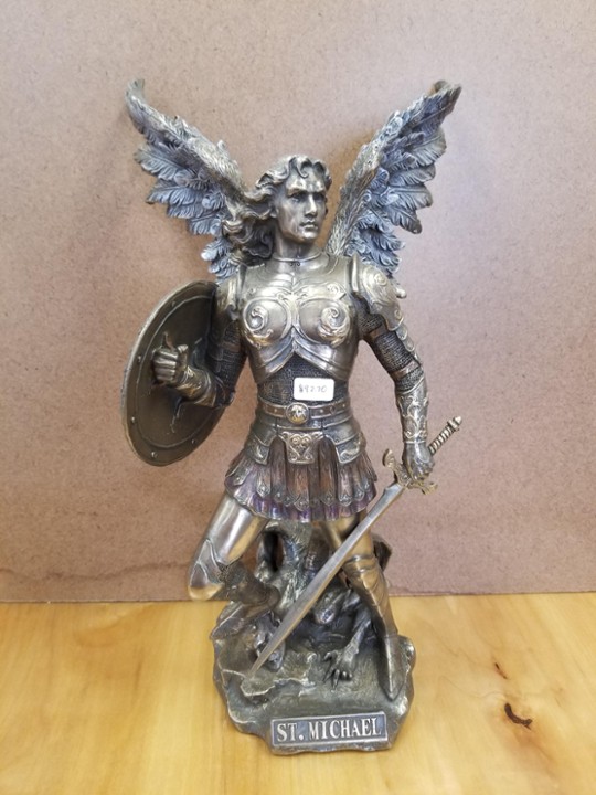 St. Michael Archangel, 13" with shield, sword, and Satan