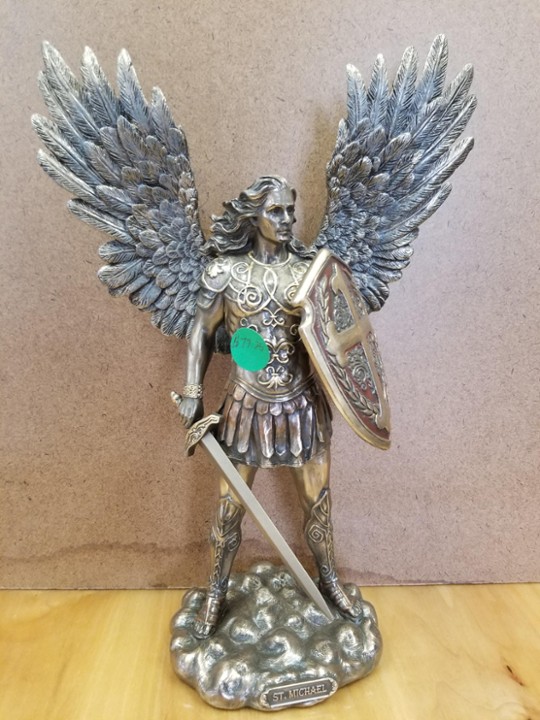 St. Michael, 11" Triangle Shield with sword, no Satan