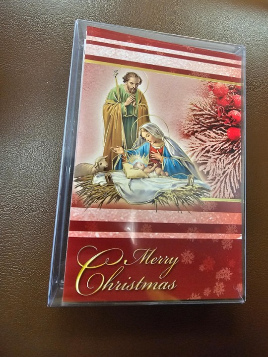 Red Holy Family "Merry Christmas" 10 Pack