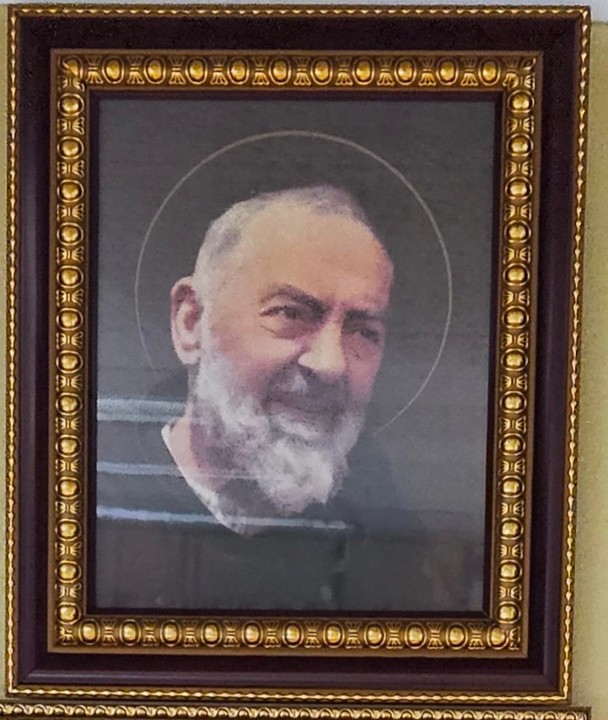 St. Pio 8x10" Cherry Frame with Gold Trim