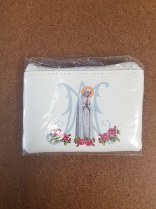 Our Lady of Fatima White Zipper Leatherette