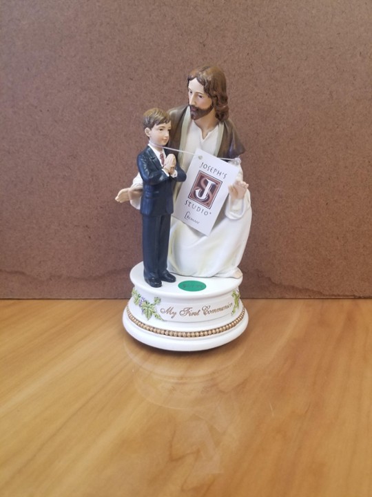 First Communion Jesus with Boy, Musical 7.5"