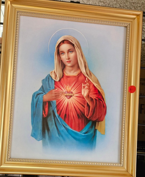 11x14" Immaculate Heart Dark Red and Blue Clothing in Gold Frame