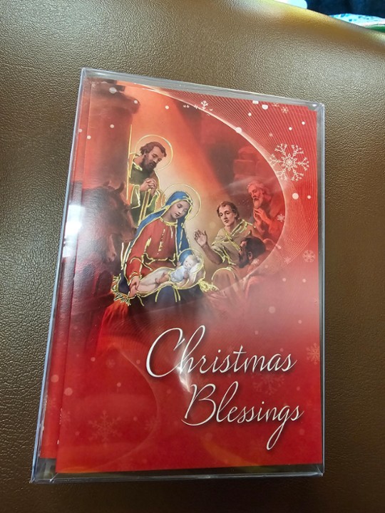 Red Holy Family with 3 Kings "Christmas Blessings" 10 Pack