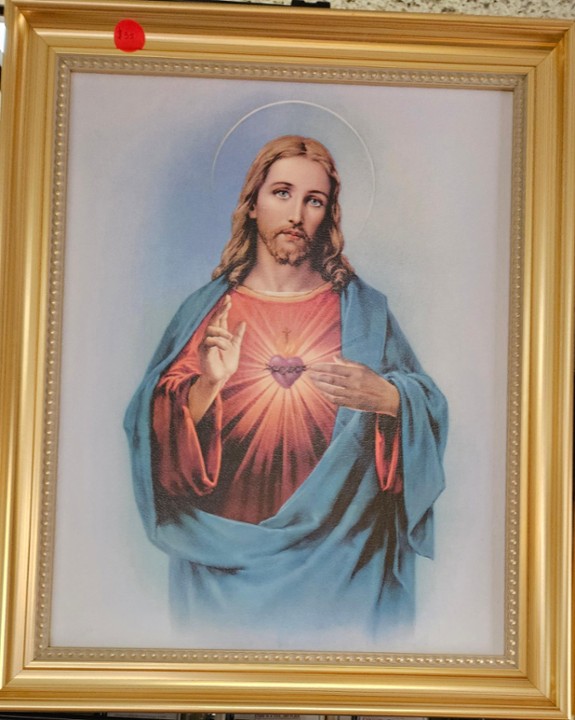 11x14" Sacred Heart Dark Red and Blue Clothing in Gold Frame