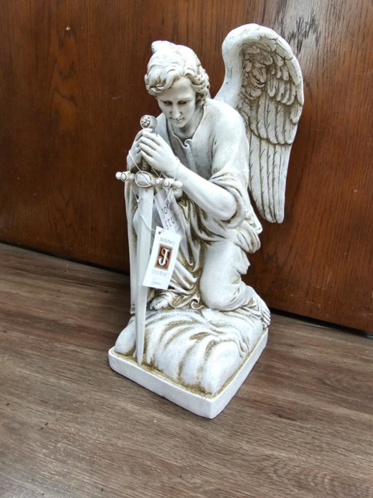 Guardian Angel, kneeling with sword, 13.25"