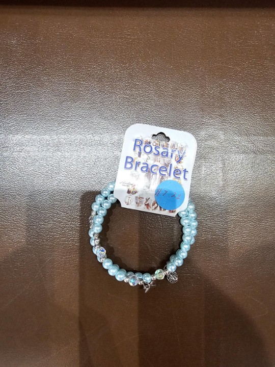 Light Blue Pearl Spiral Rosary Bracelet