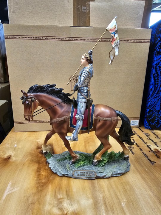 St. Joan of Arc on horse, in color, 10x11"