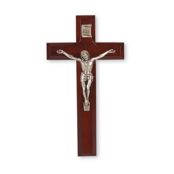 7" Dark Cherry Cross w/ Antique Silver Corpus