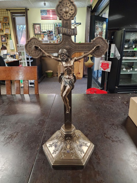 Ornate Crucifix, Cast bronze, Standing 22.5"