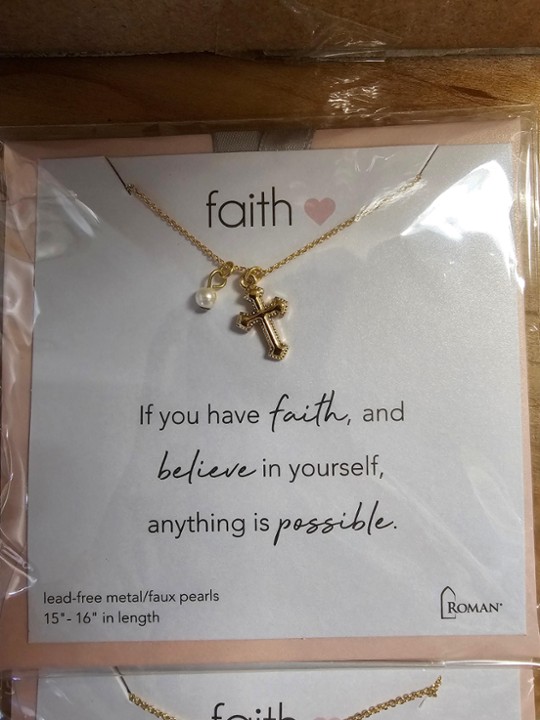 15-16" Gold Cross Necklace "Faith"