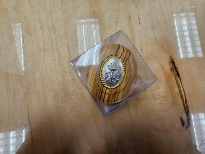 Communion Olive Wood with Pewter Inlay