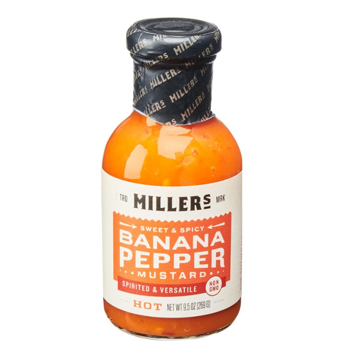 Millers Banana Pepper Mustard Hot 9.5oz