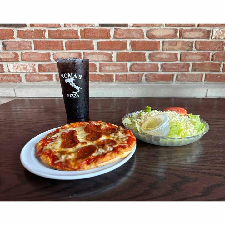 7" Mini Pizza, Salad, Large Drink Lunch Special