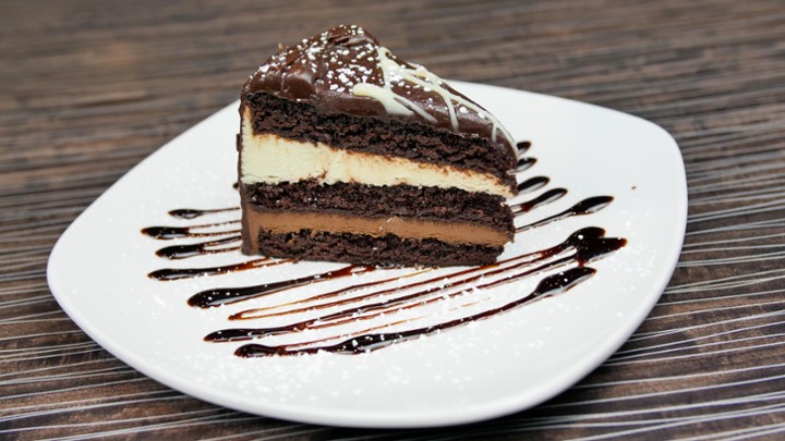 White & Dark Chocolate Mousse Cake