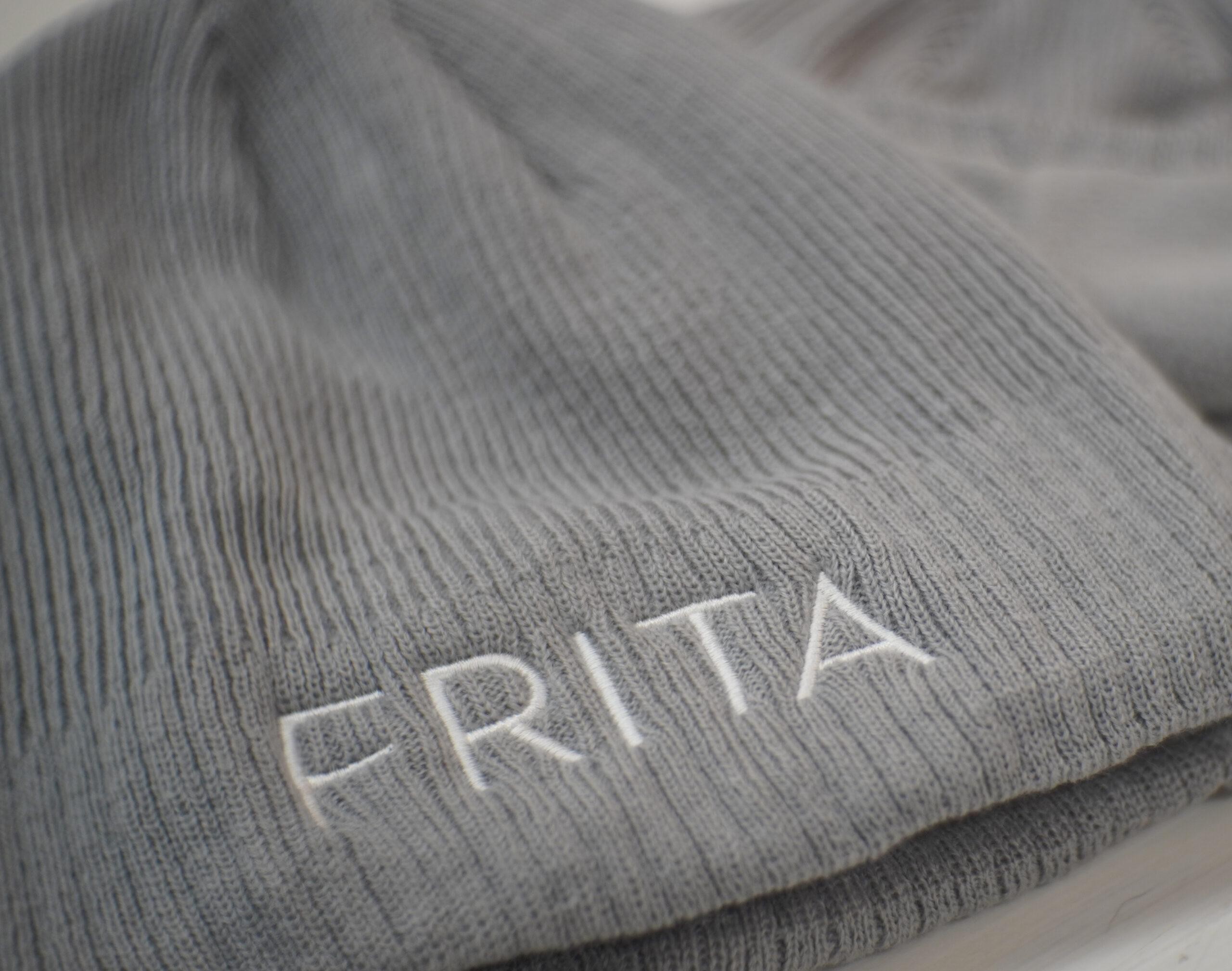 Fleece Lined Beanie – Pearl Grey W/White Embroidered ‘FRITA’